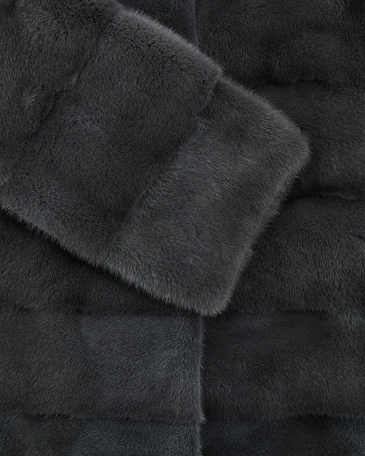 Long striped mink fur jacket