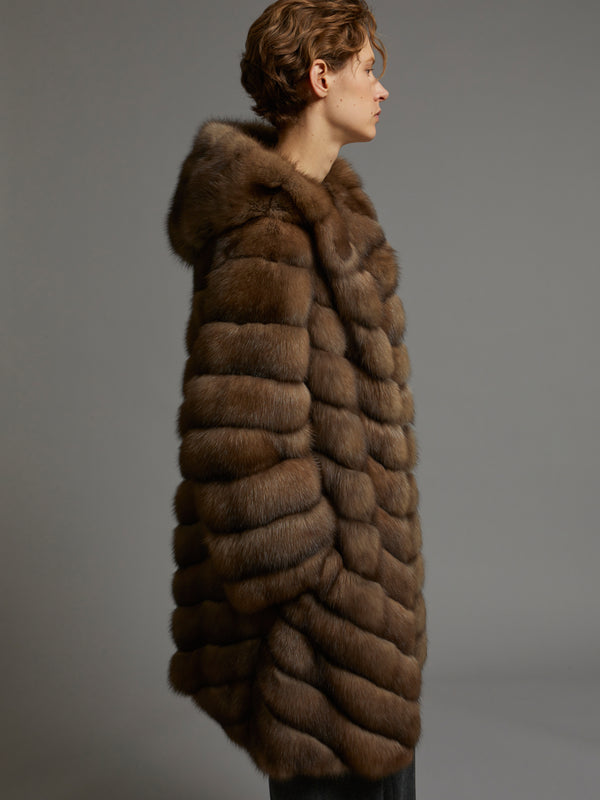 Manteau à capuche en Zibeline Bargouzine
