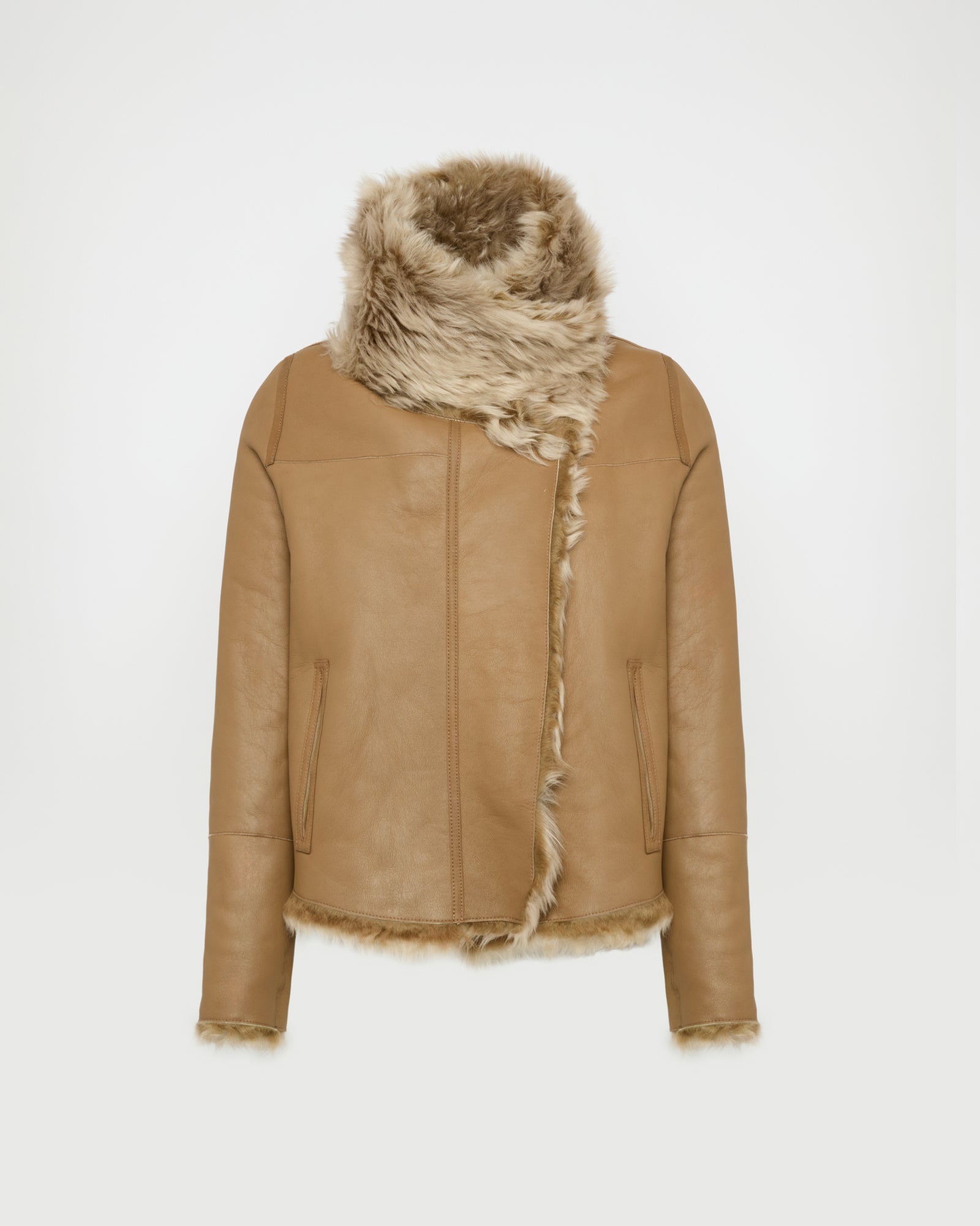 Short jacket in Toscana lambskin - Camel - Yves Salomon