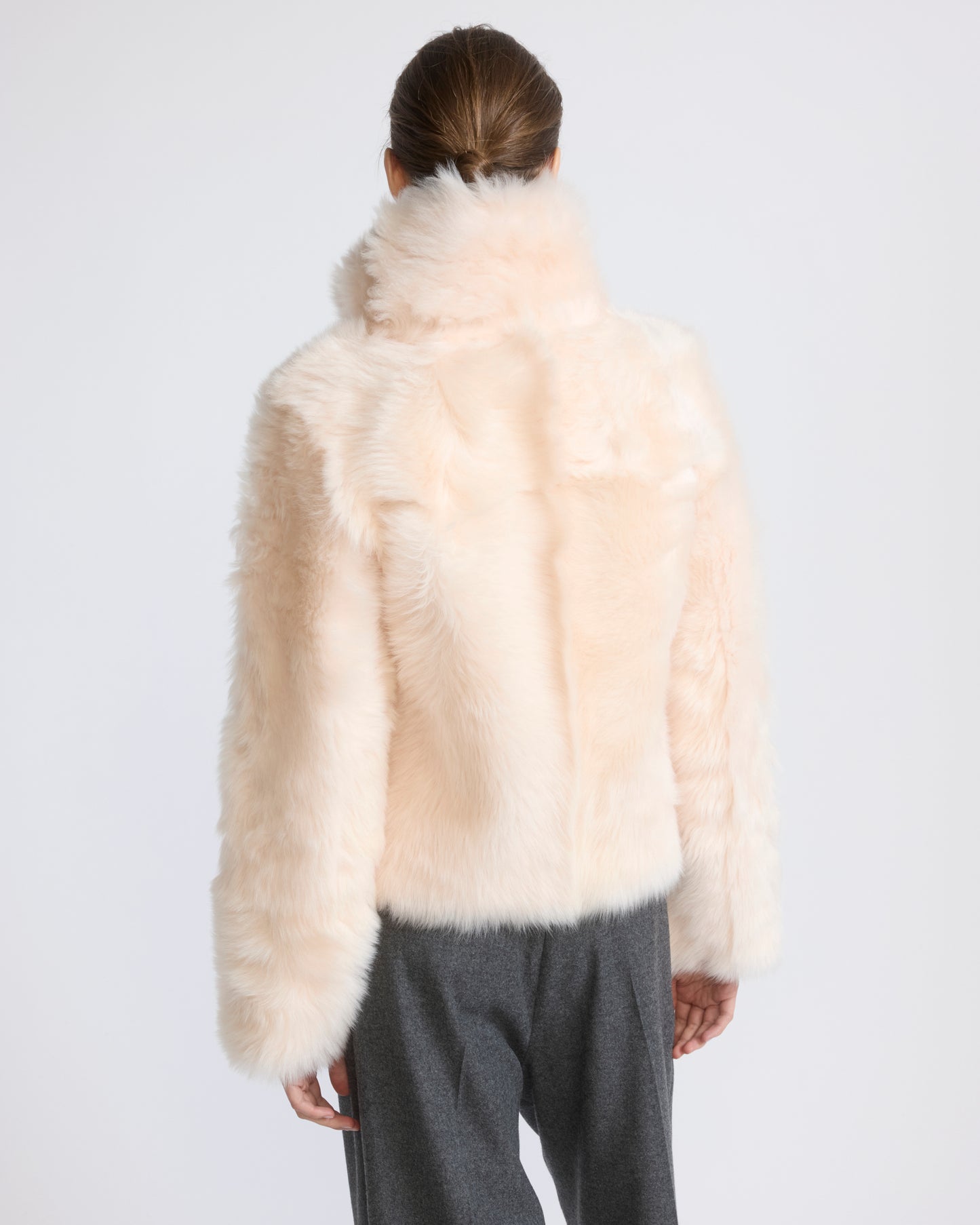 Veste courte réversible en peau lainée d'agneau de Toscane