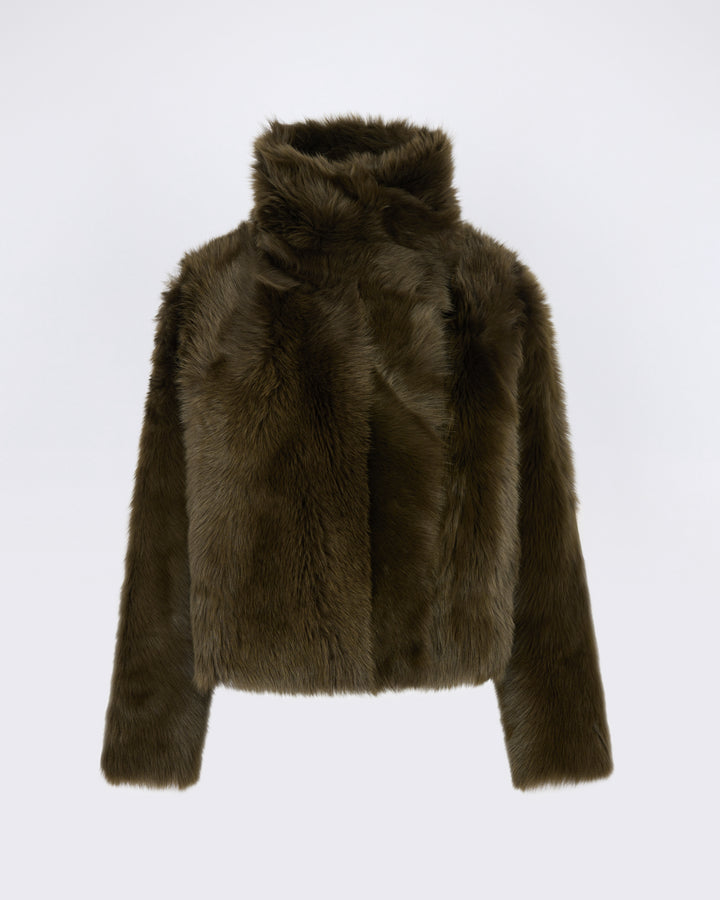 Veste courte réversible en peau lainée d'agneau de Toscane