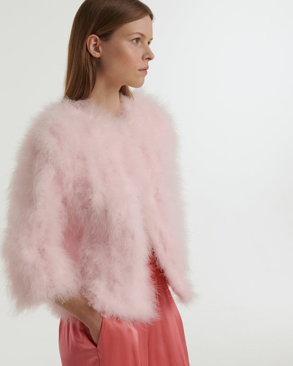Cropped feather jacket - pink