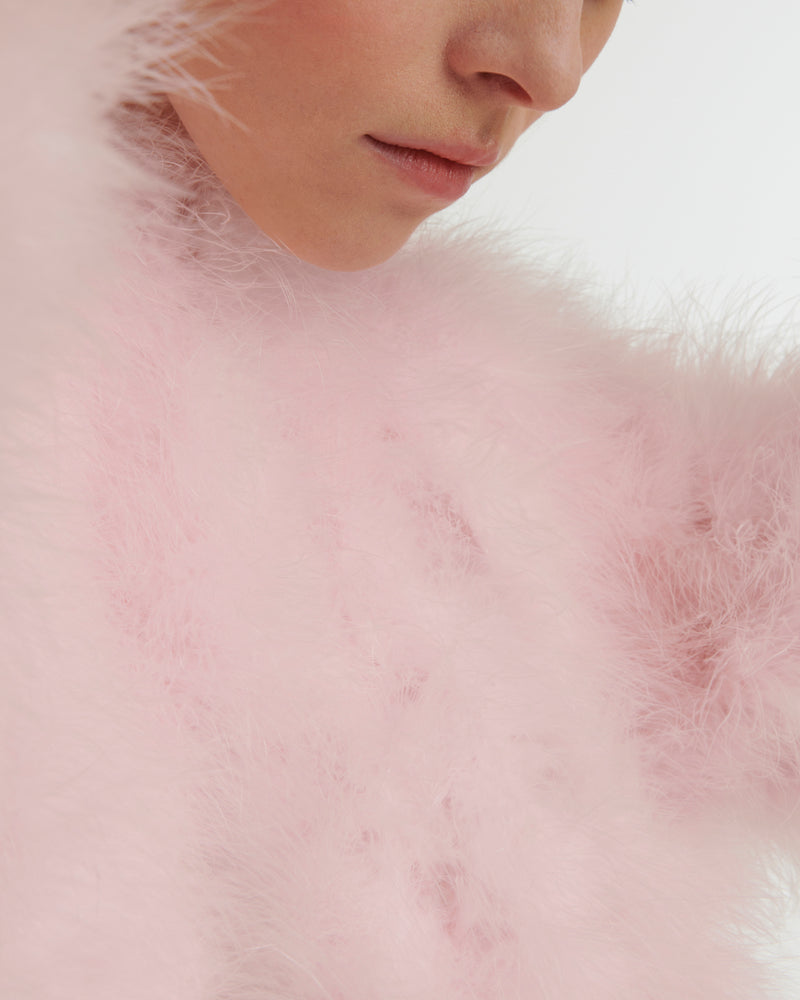 Cropped feather jacket - pink