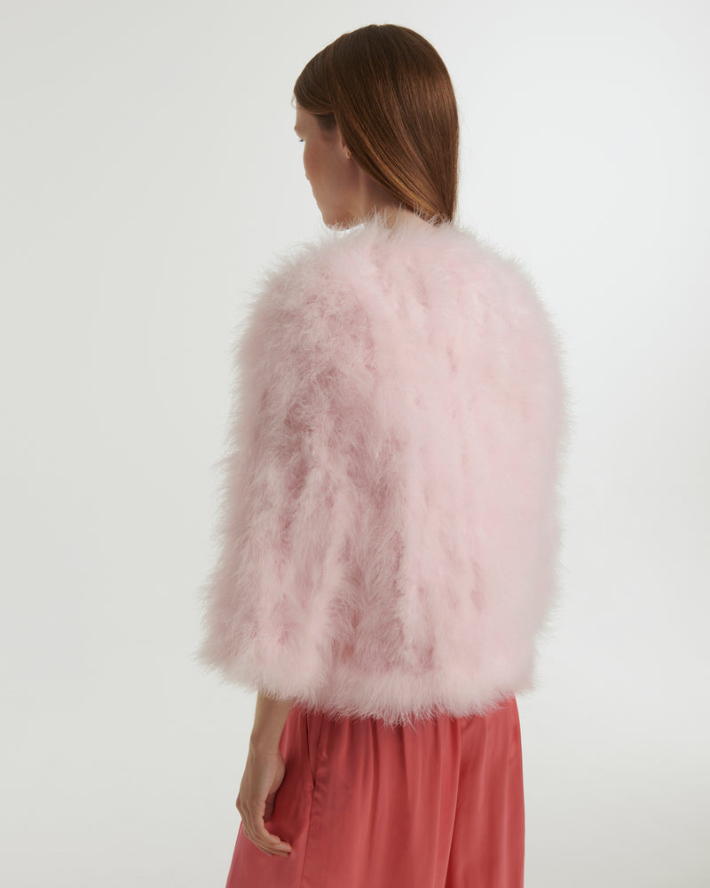 Cropped feather jacket - pink