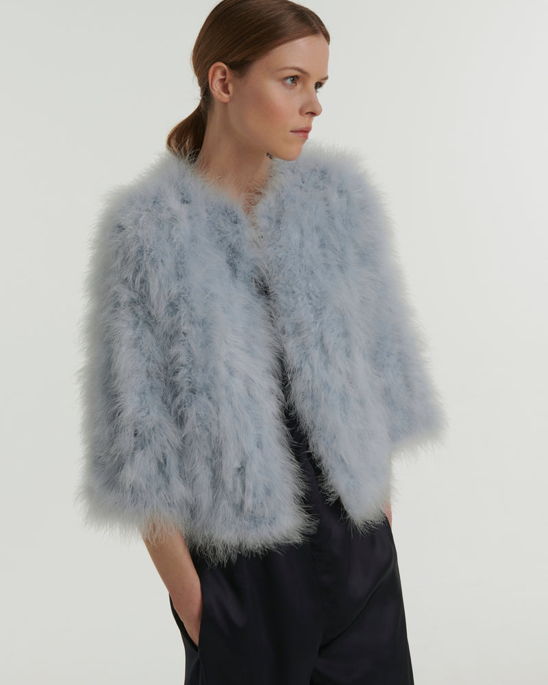Cropped feather jacket - blue