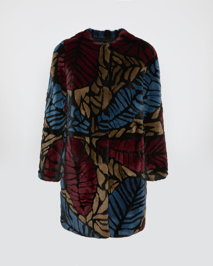 Black Friday 2025 - Yves Salomon - Manteau long en lapin rex motif feuille