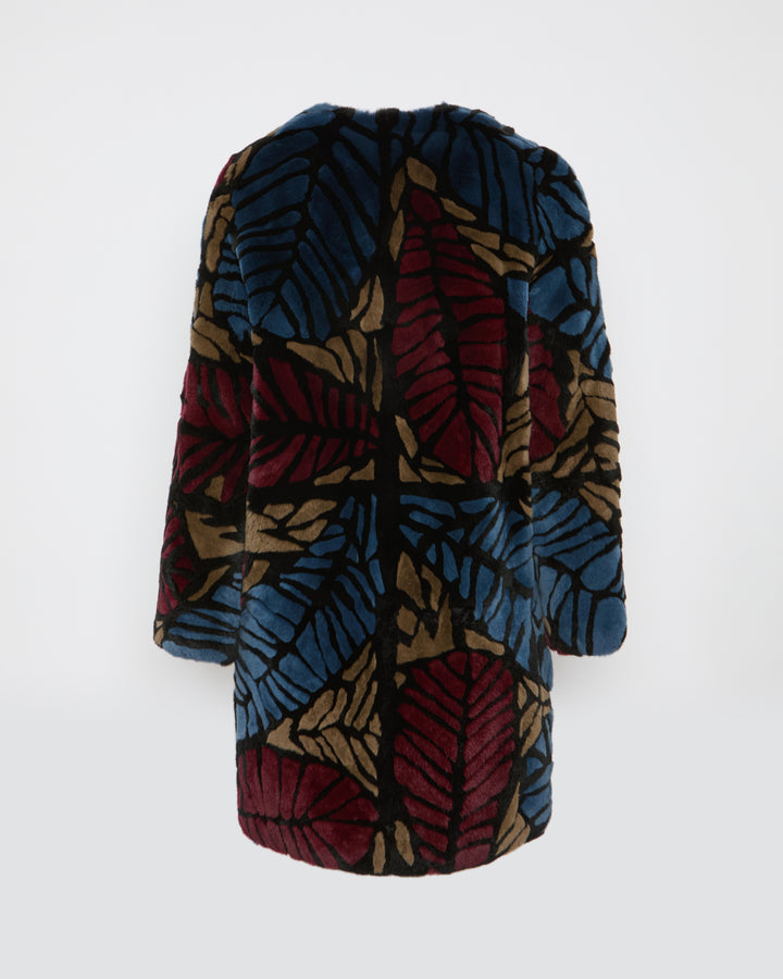 Black Friday 2025 - Yves Salomon - Manteau long en lapin rex motif feuille