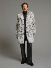 Manteau à capuche en Lynx blanc naturel du Montana