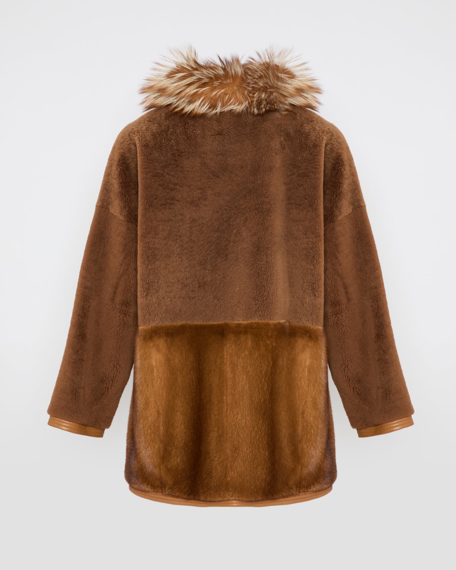 Black Friday 2025 - Yves Salomon - Manteau long  bi-matière col renard