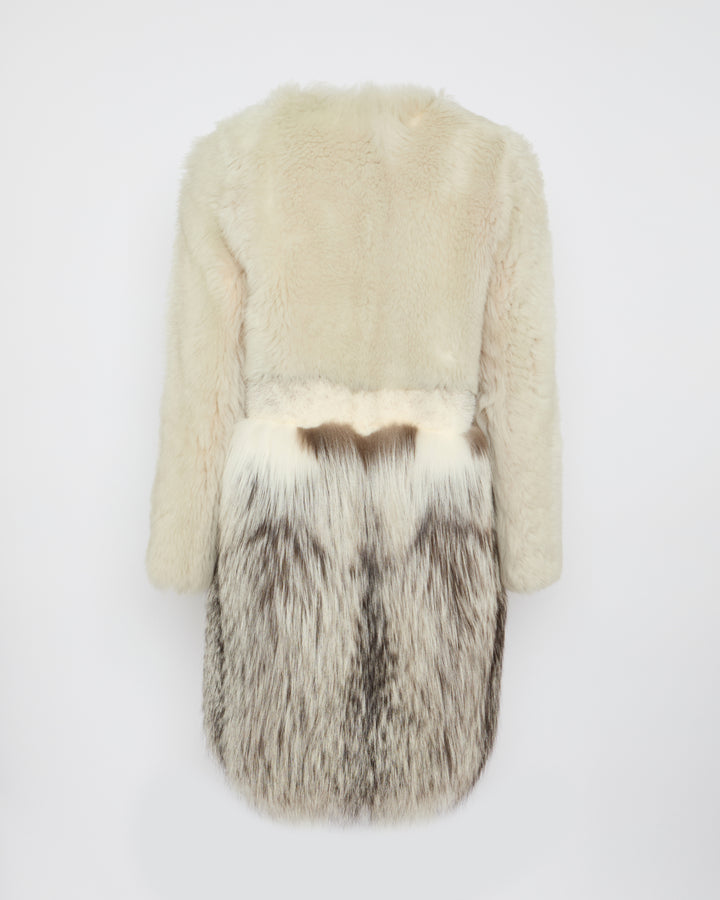 Black Friday 2025 - Yves Salomon - Manteau long en agneau, renard et vison