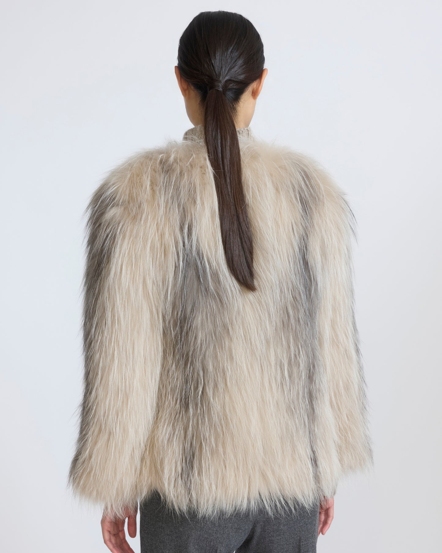 Knitted short fox fur jacket