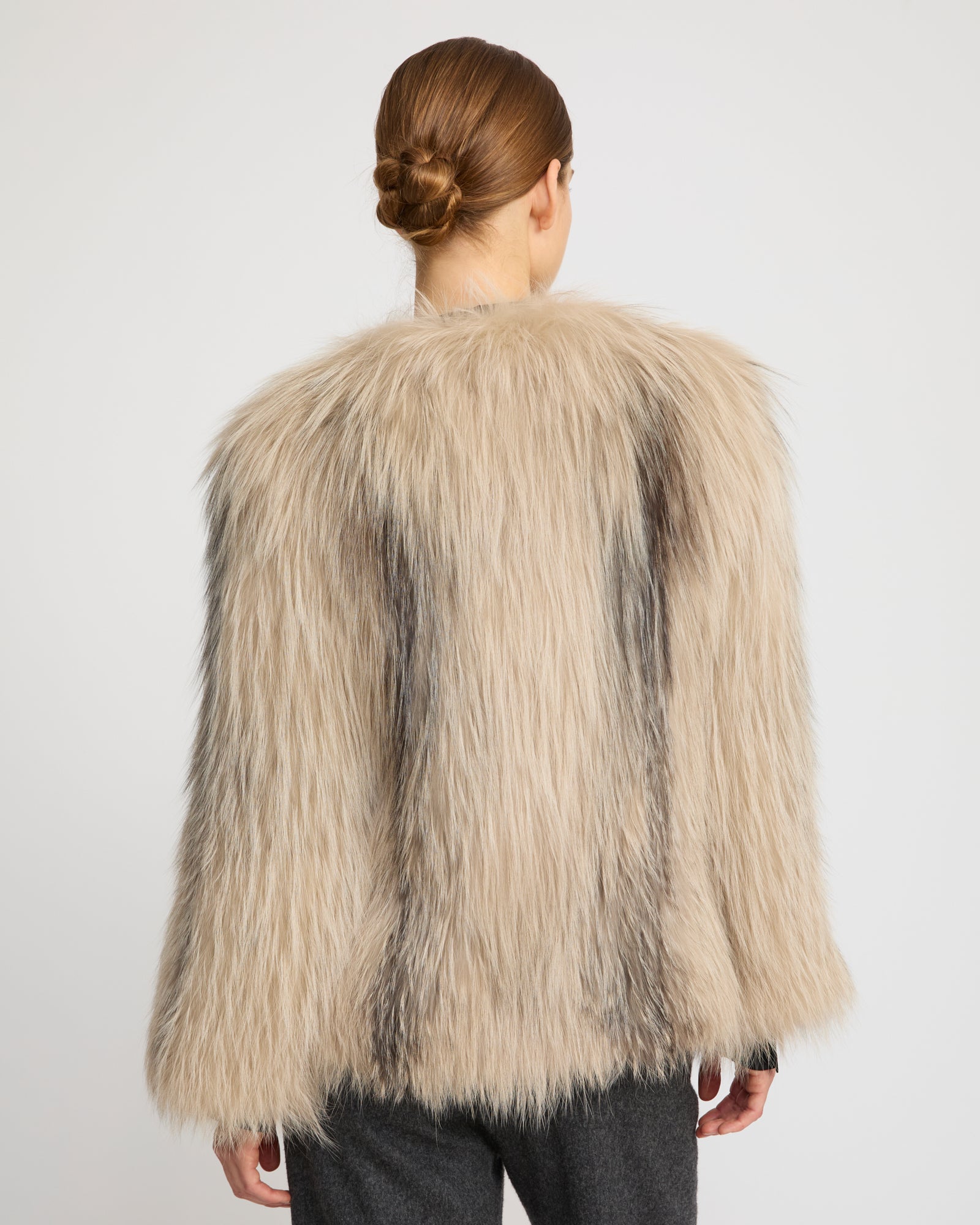 Veste courte en fourrure de renard tricoté -Yves Salomon