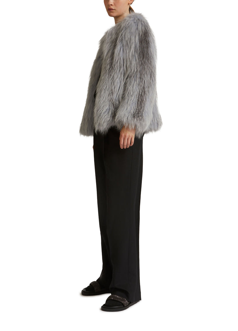 Veste courte en renard tricoté