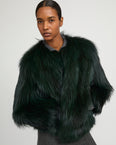 Veste courte en fourrure de renard tricoté