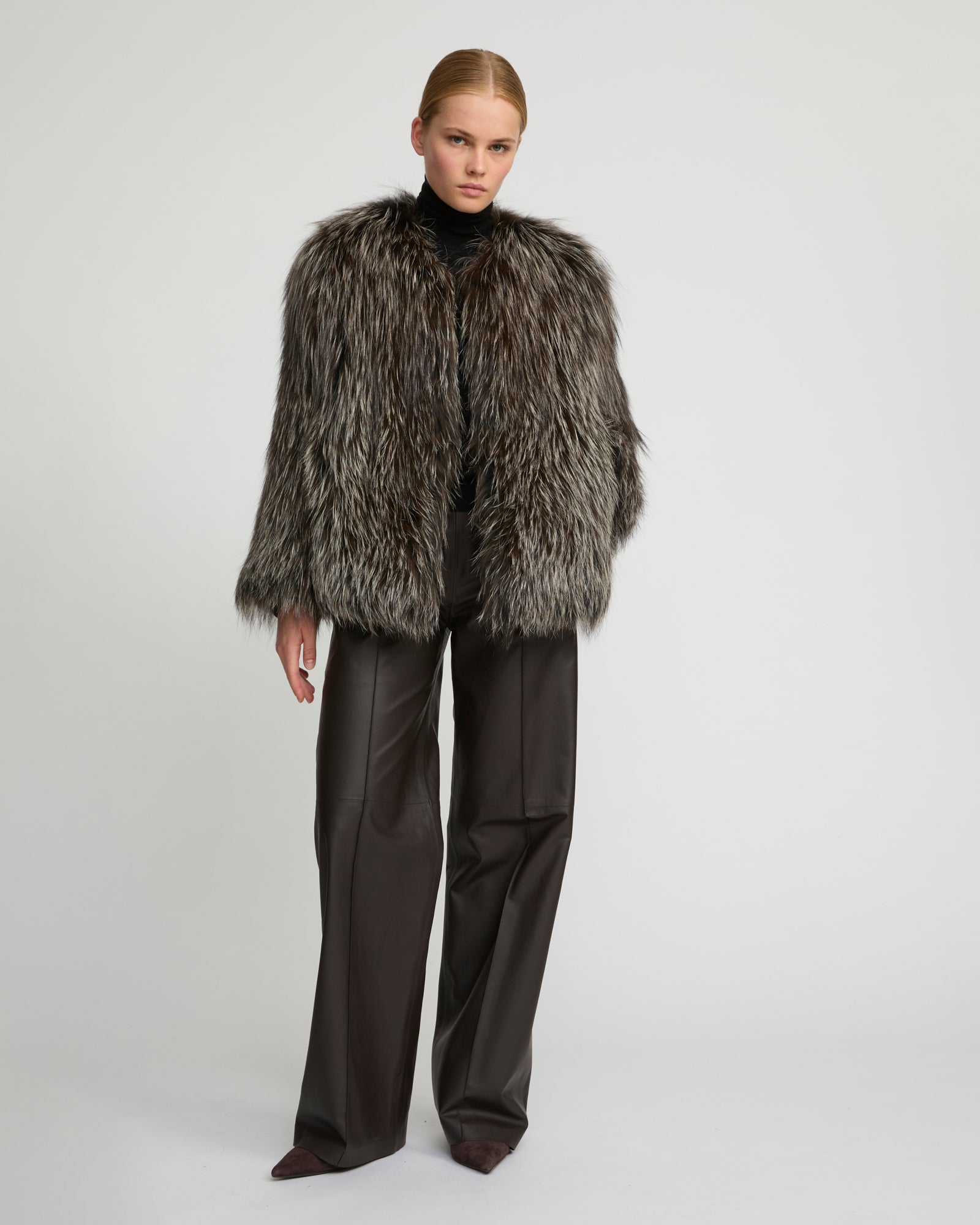YVES SALOMON パープル　ファーショートコート Fur coat woman | Yves Salomon PARIS