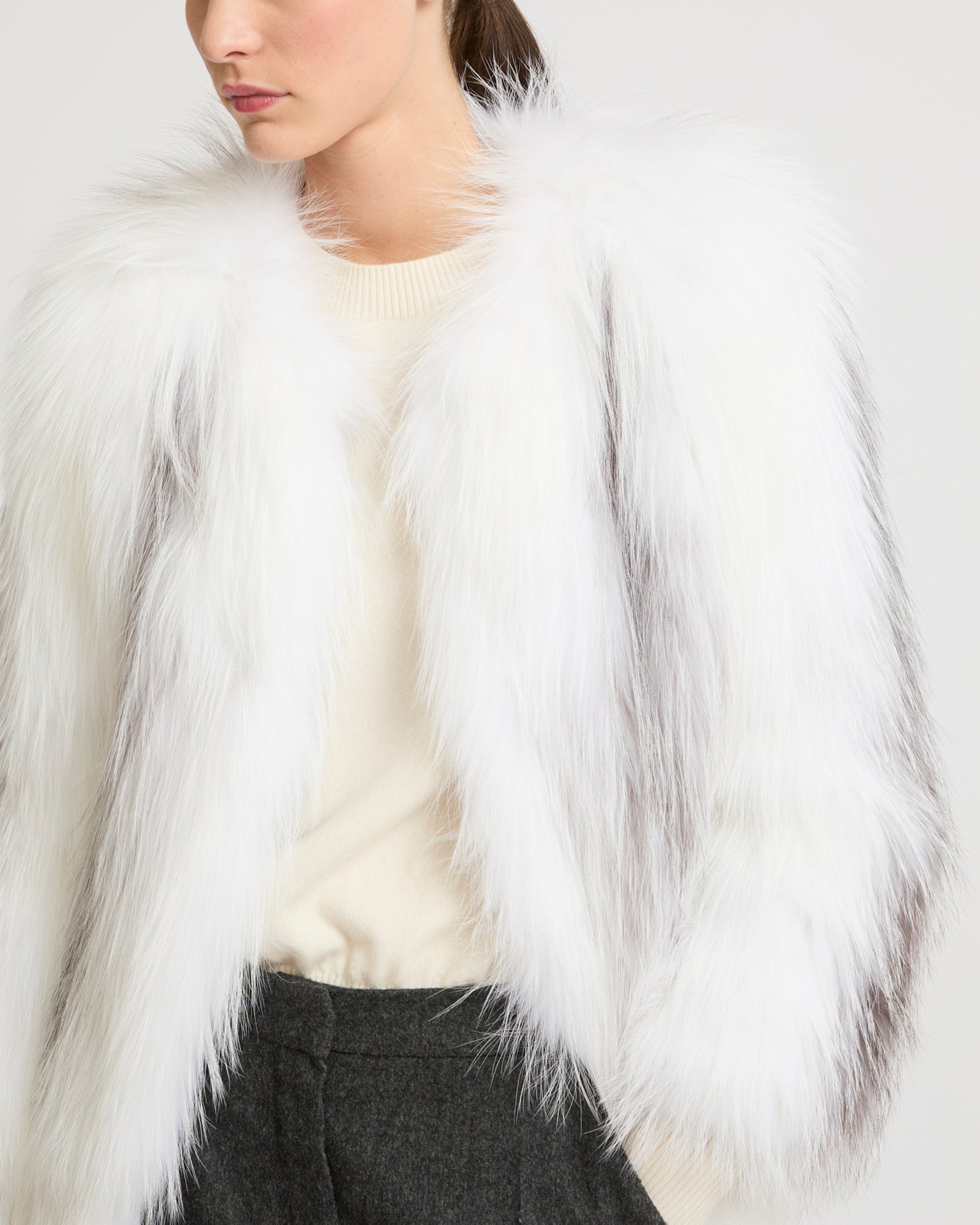 Knitted fox fur jacket - White - Yves Salomon - Women