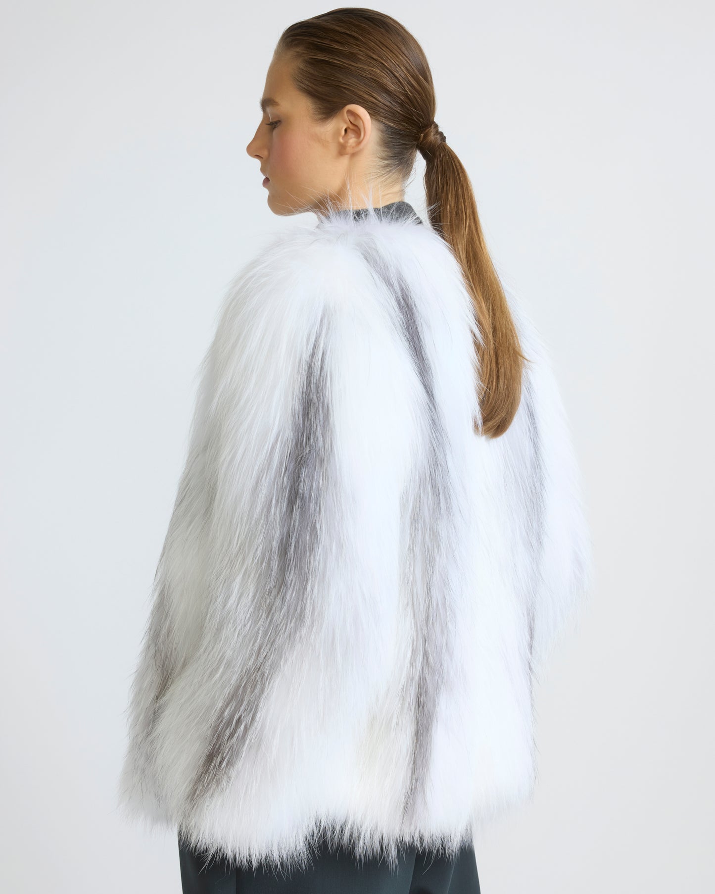 Knitted short fox fur jacket