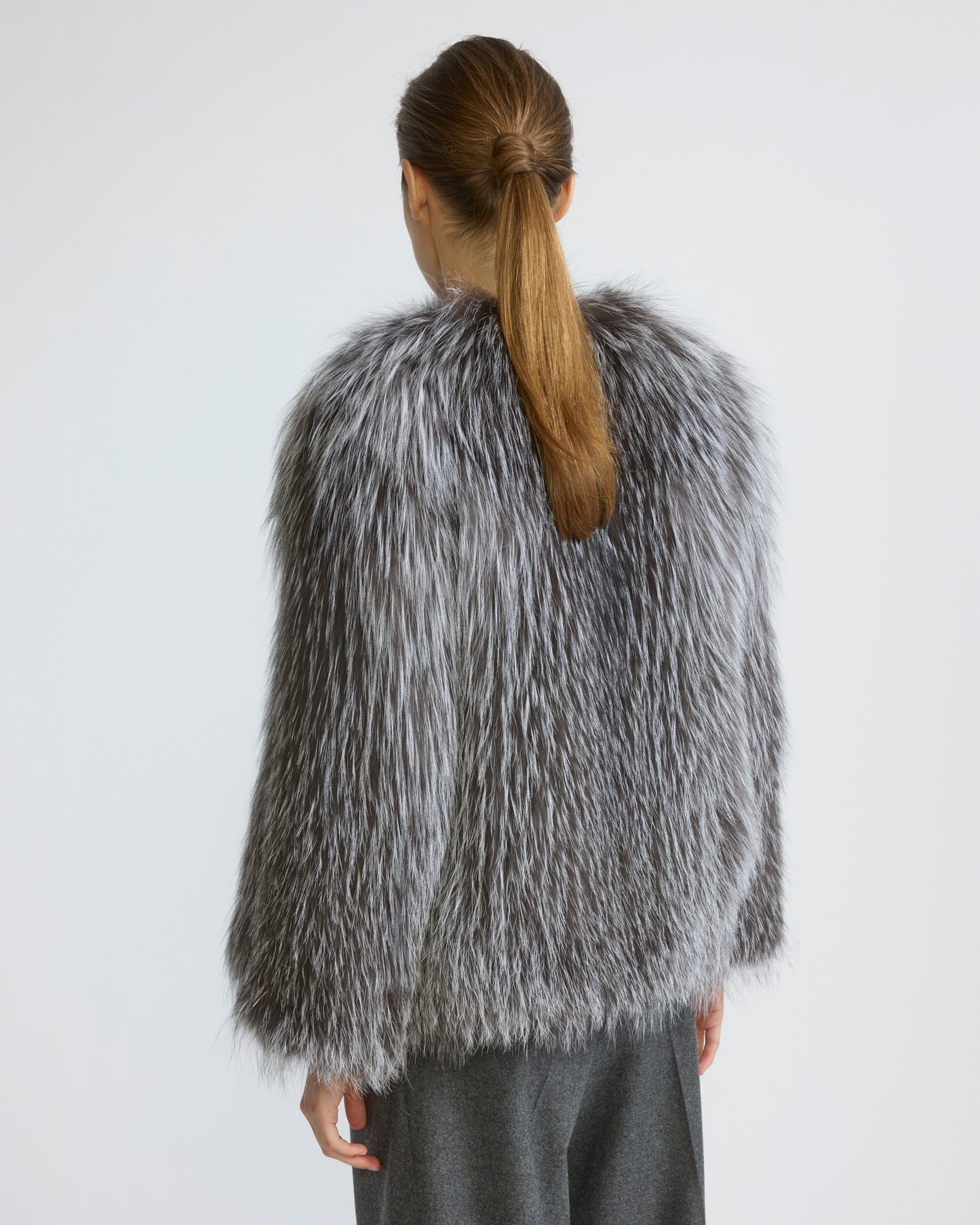 Knitted short fox fur jacket