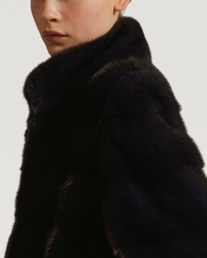 Veste longue avec col en vison-Yves Salomon - Soldes d'hiver - Winter Sale
