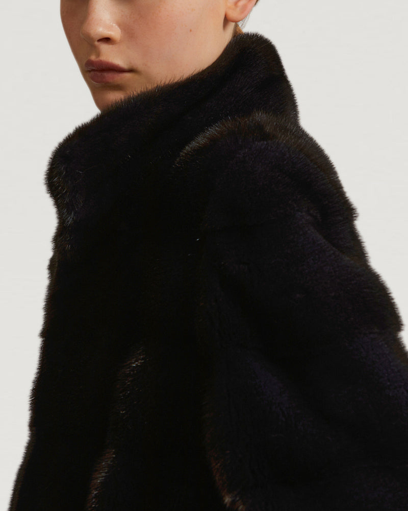 Veste longue avec col en vison-Yves Salomon - Soldes d'hiver - Winter Sale
