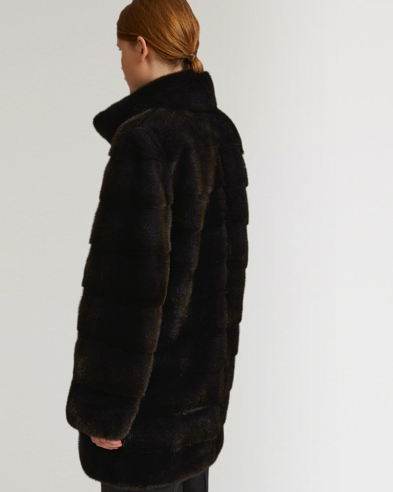 Veste longue avec col en vison-Yves Salomon - Soldes d'hiver - Winter Sale