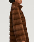 Long mink fur jacket with collar