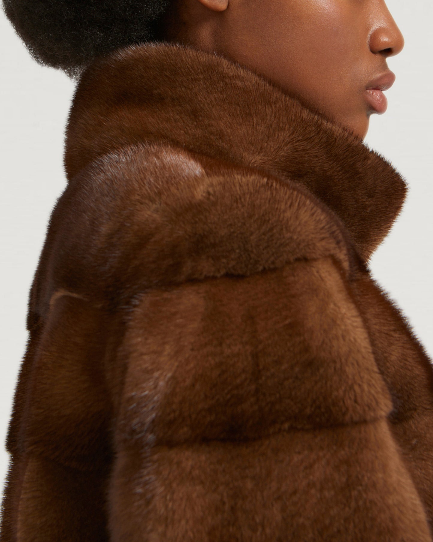 Long mink fur jacket with collar