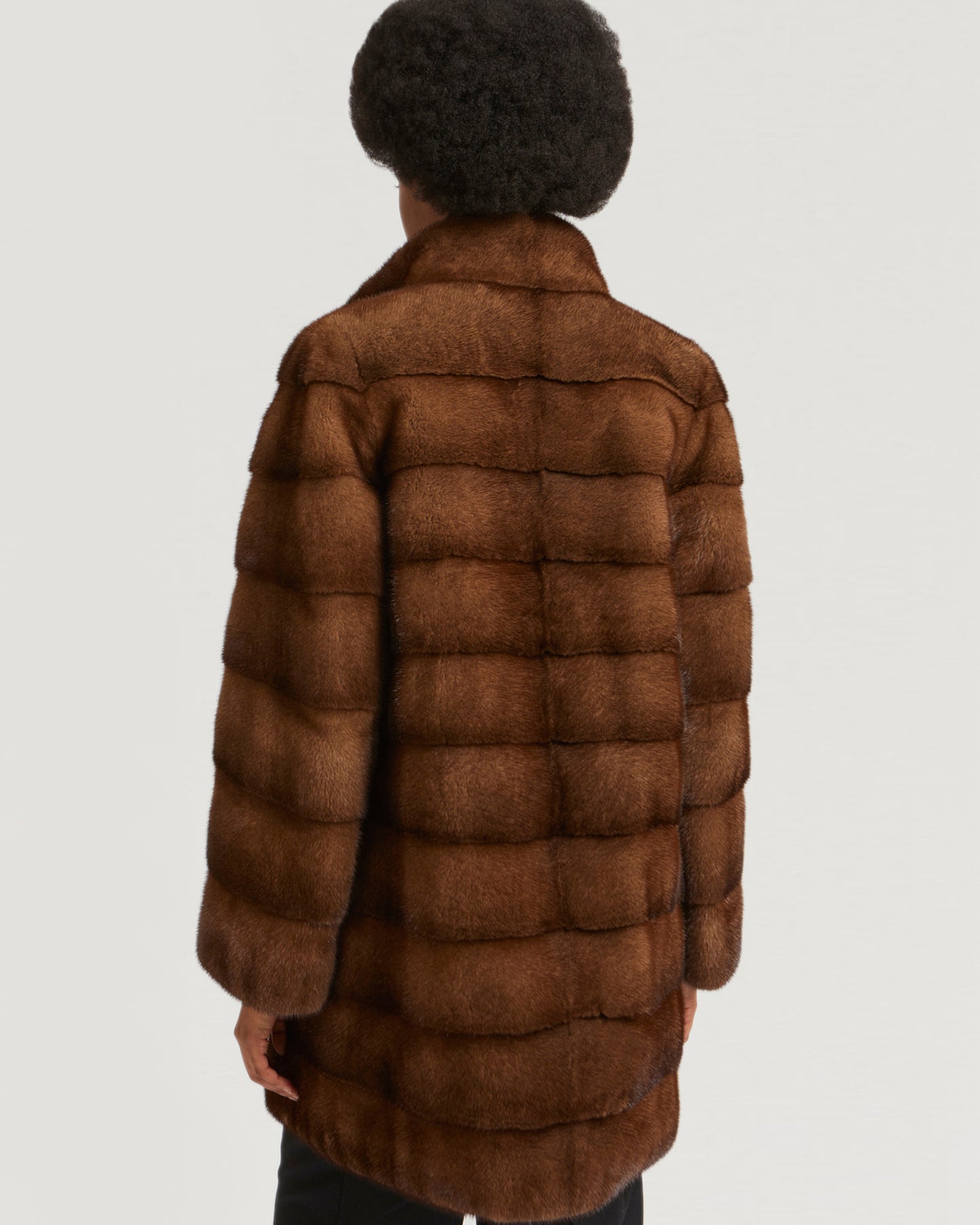 Long mink fur jacket with collar