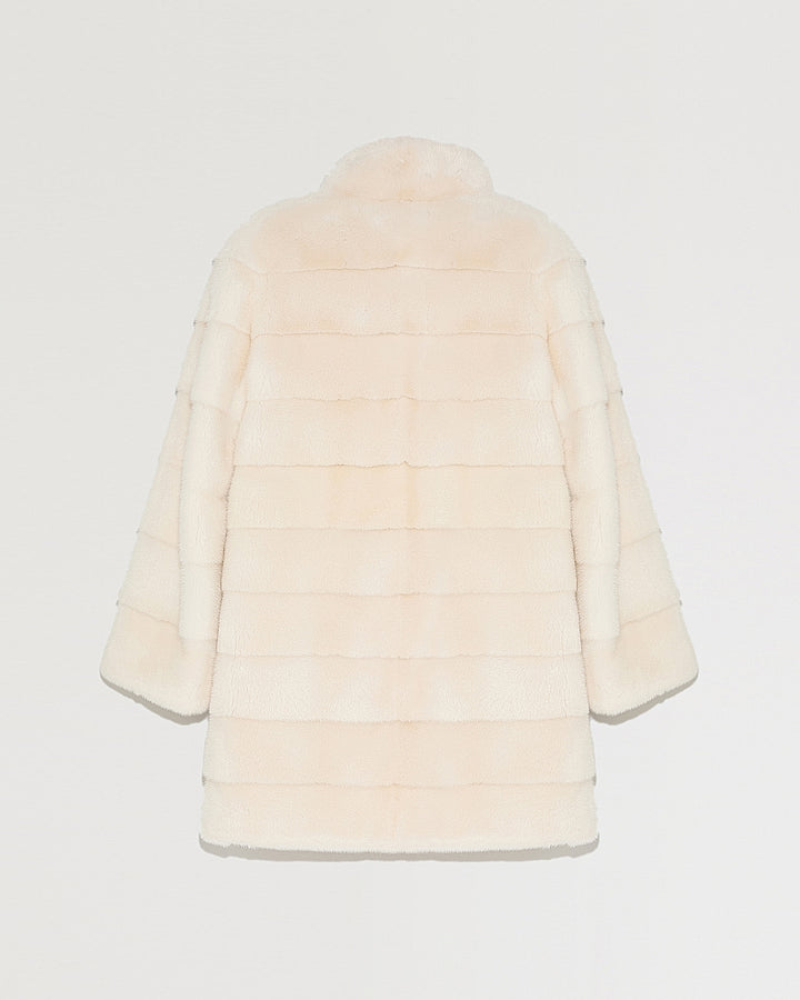 Long mink fur jacket with collar