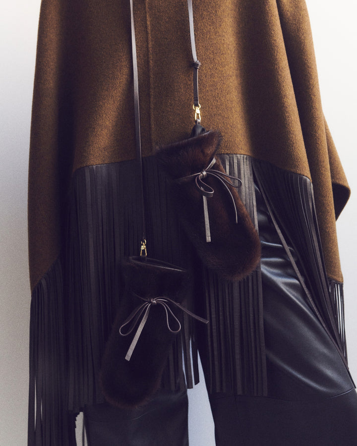 Moufles en fourrure de vison et cuir- Yves Salomon - Nouvelle collection Automne Hiver