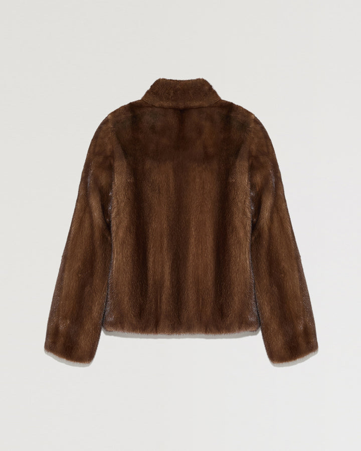 Short mink fur jacket with collar