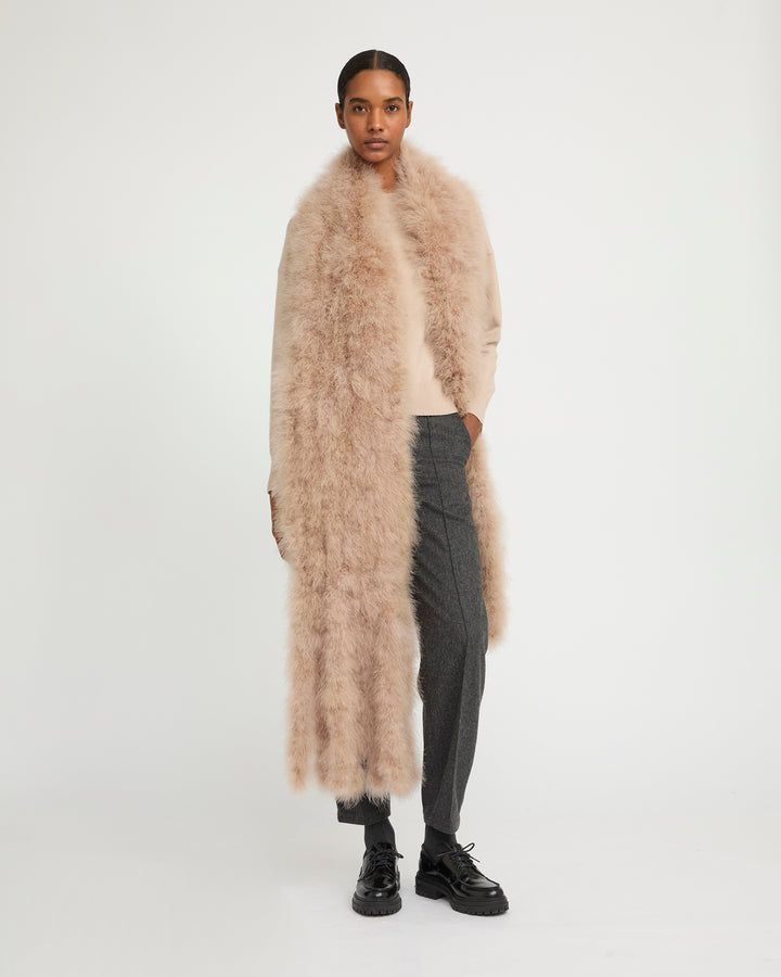 Maxi écharpe à franges en plumes