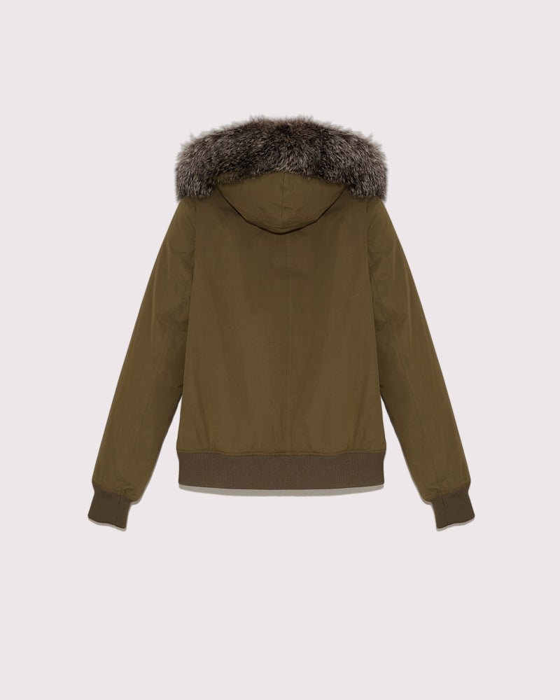 Black Friday 2025 - Yves Salomon - Veste classique en coton, fourrure de renard et lapin imperméable