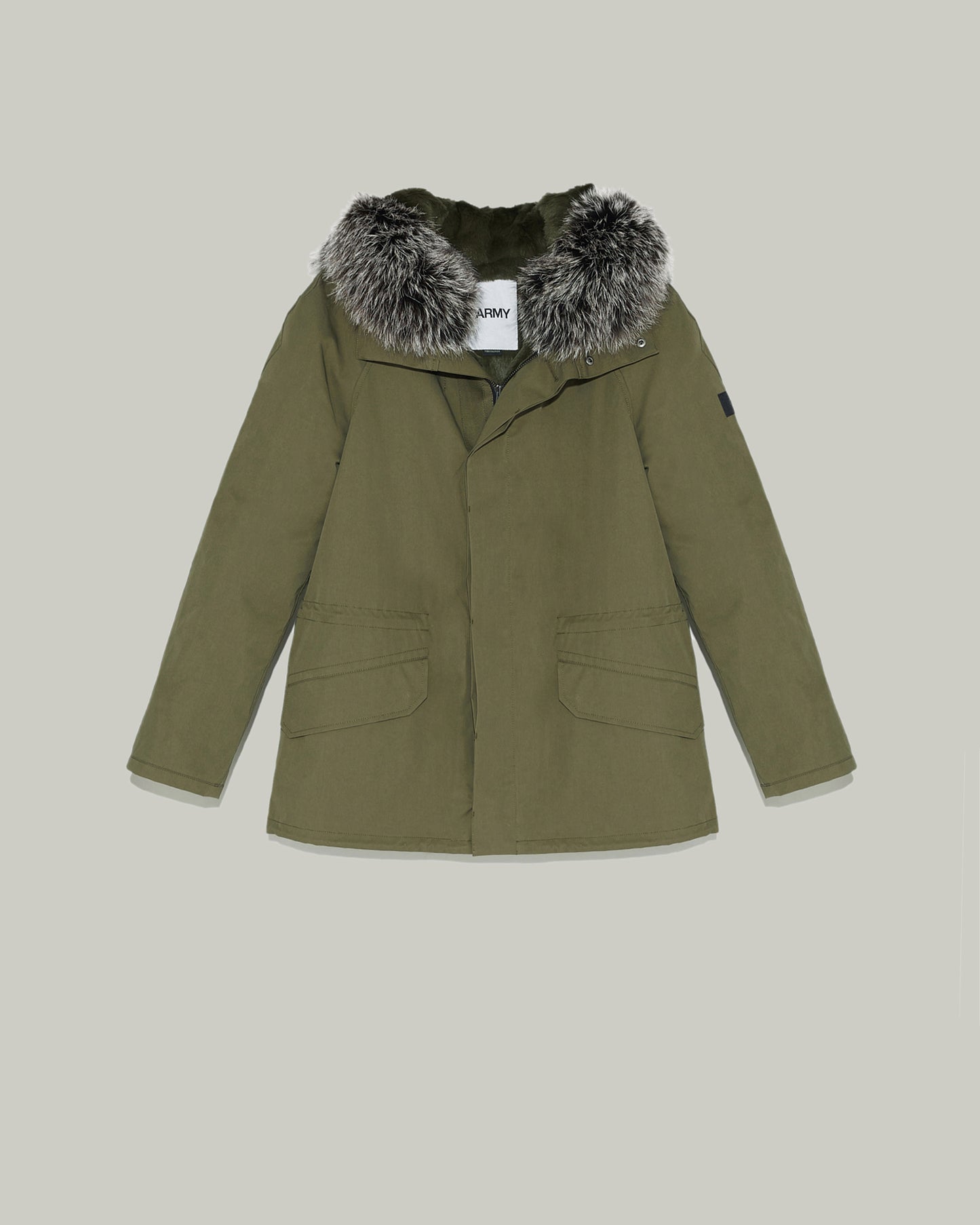 Soldes d'hiver  - Yves Salomon -Parka iconique courte en coton mélangé imperméable avec fourrure de renard et lapin