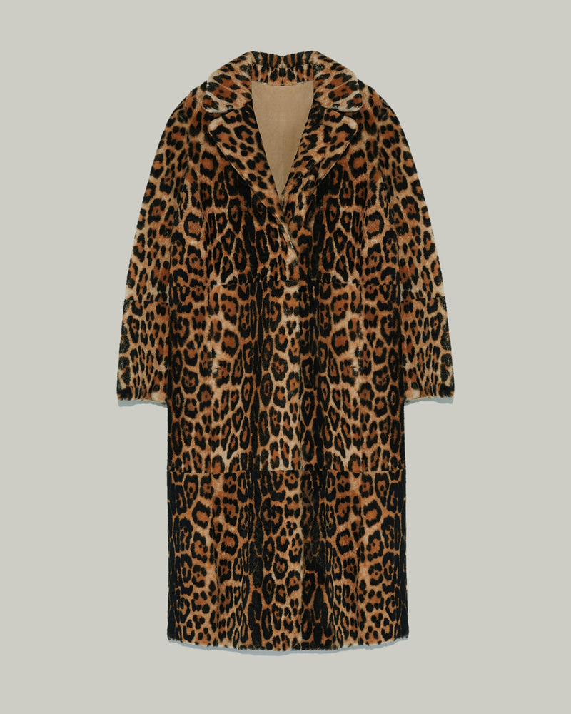 Printed leopard sherling coat