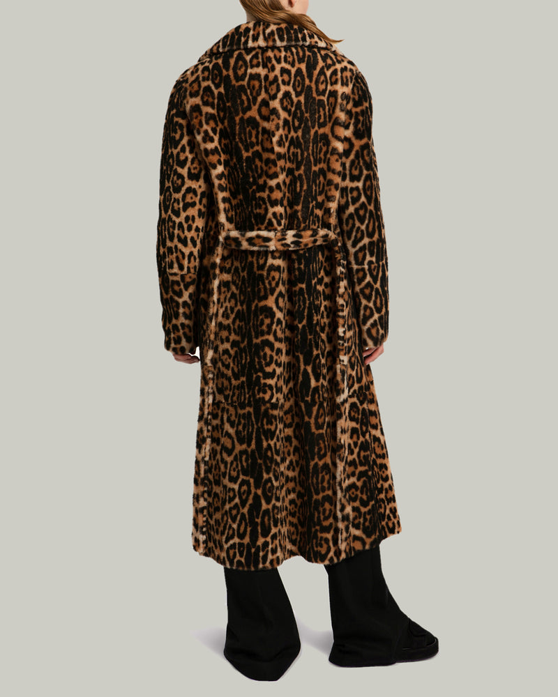 Printed leopard sherling coat