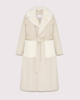 Manteau long cachemire et fourrure de vison - beige/blanc