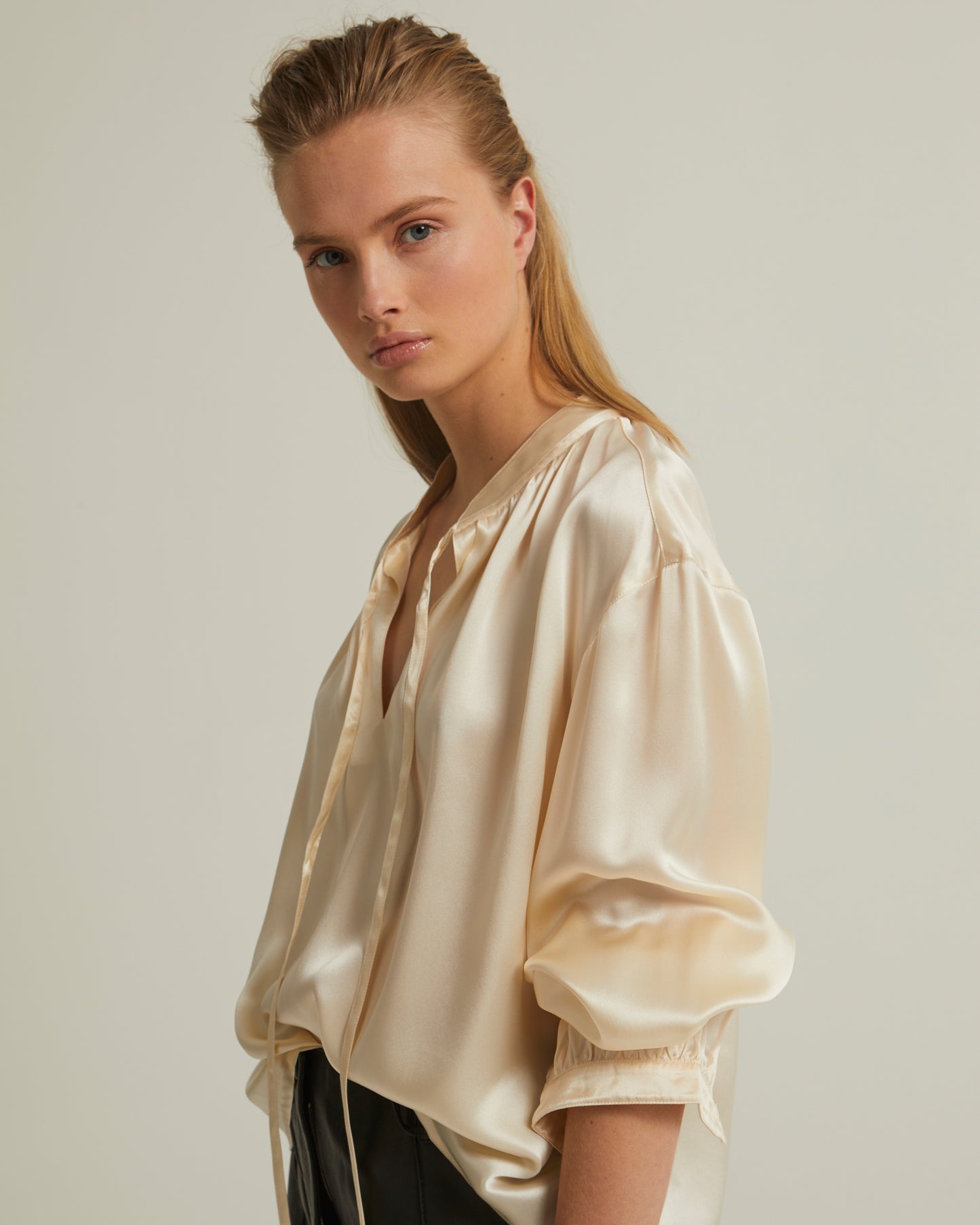 Fluid silk satin blouse