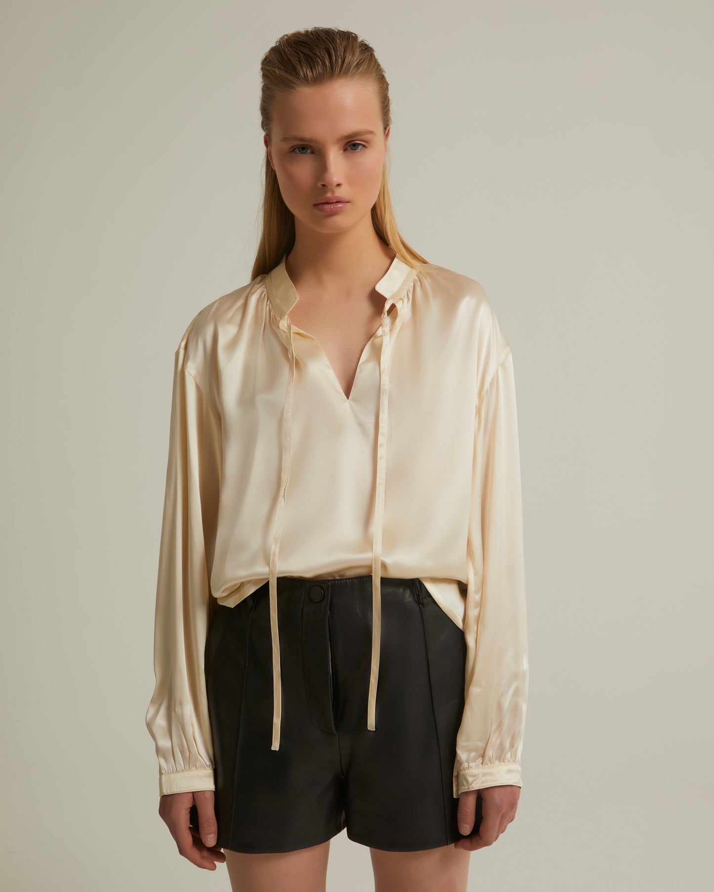 Fluid silk satin blouse