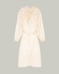 Flowing dress with long sleeves in silk satin