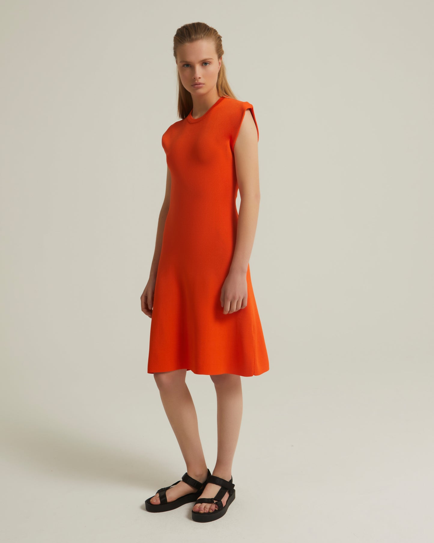 Sleeveless stretch knit mini dress