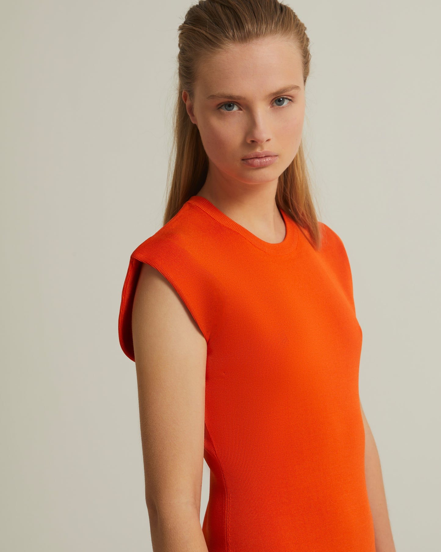 Sleeveless stretch knit mini dress