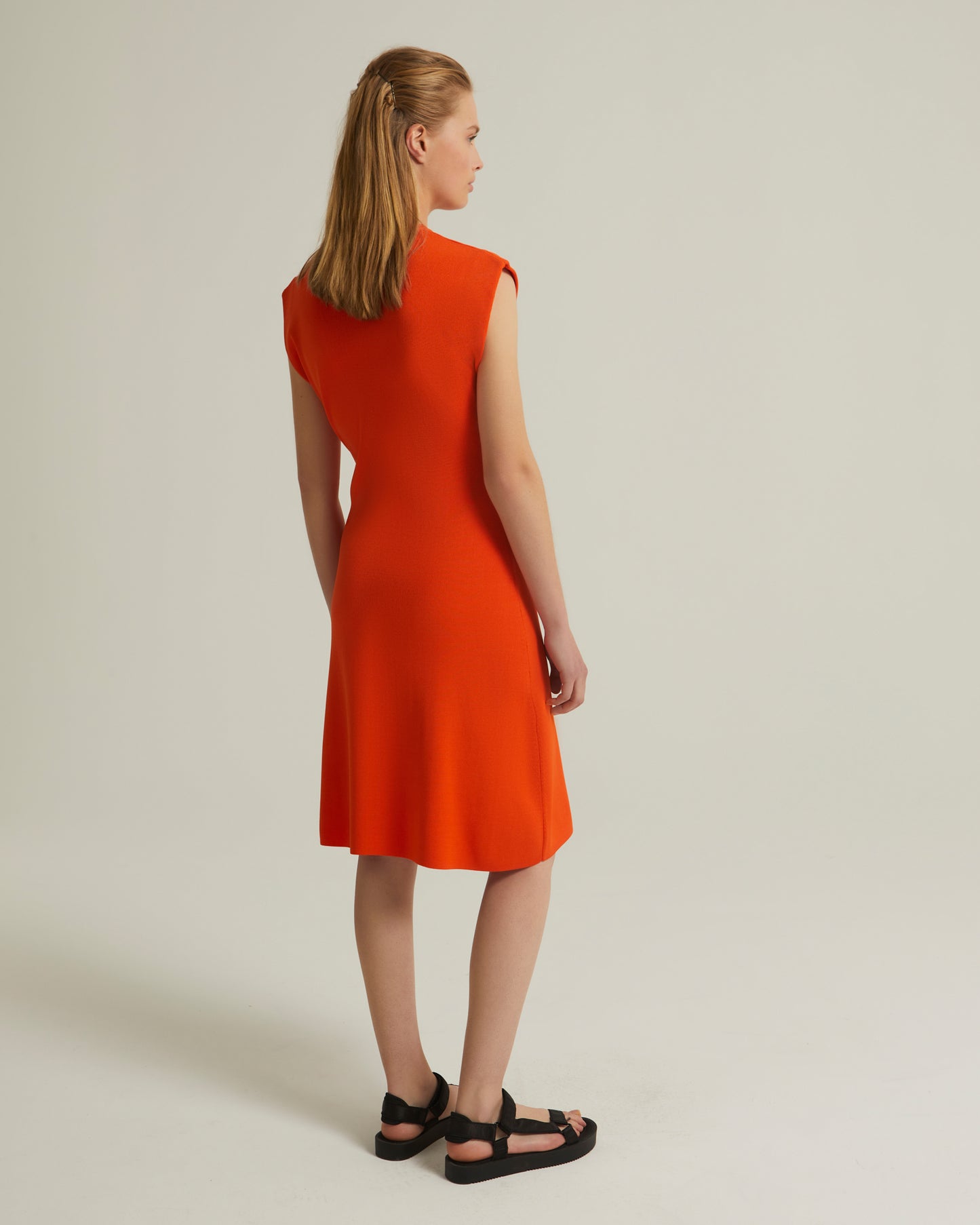 Sleeveless stretch knit mini dress