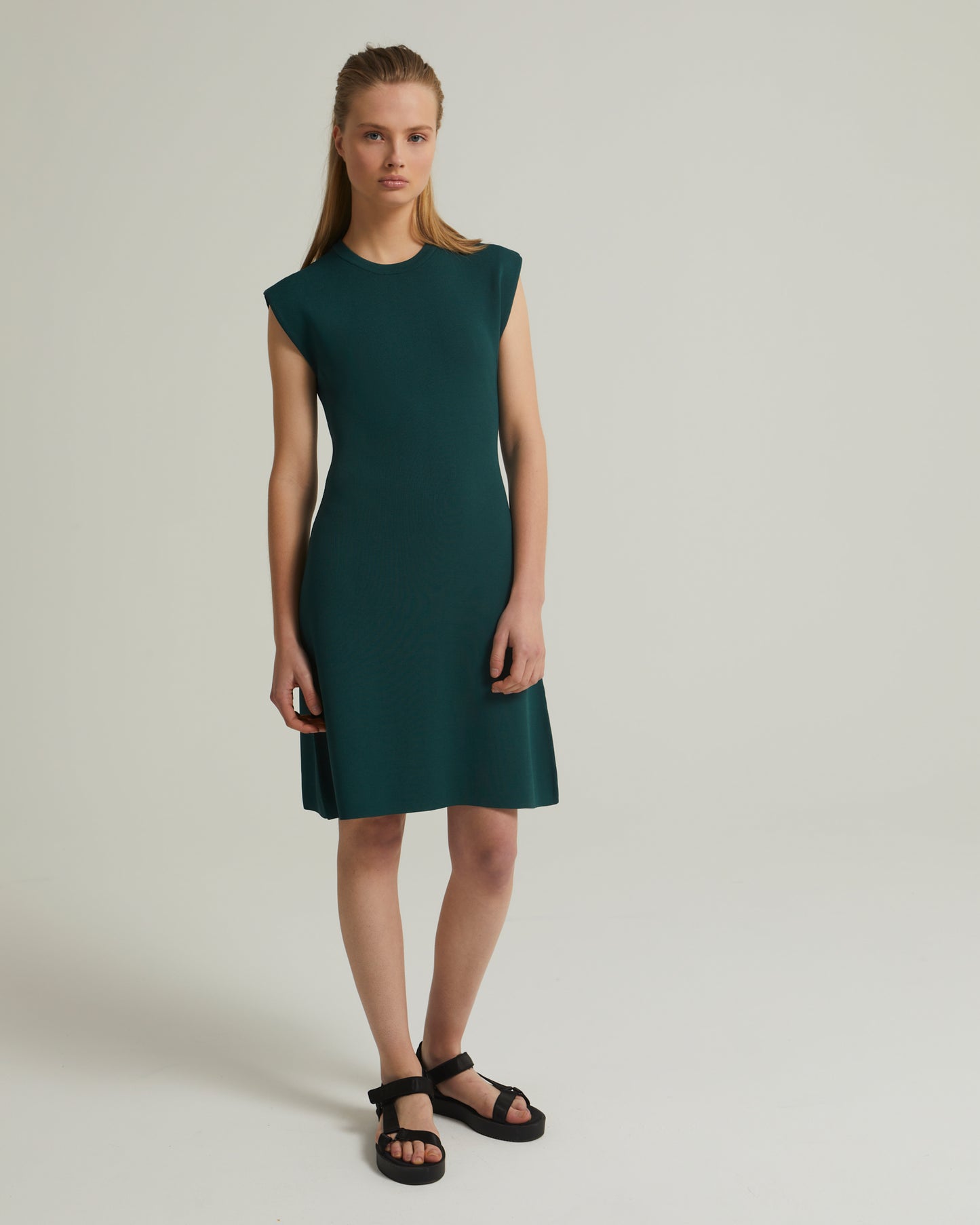 Sleeveless stretch knit mini dress