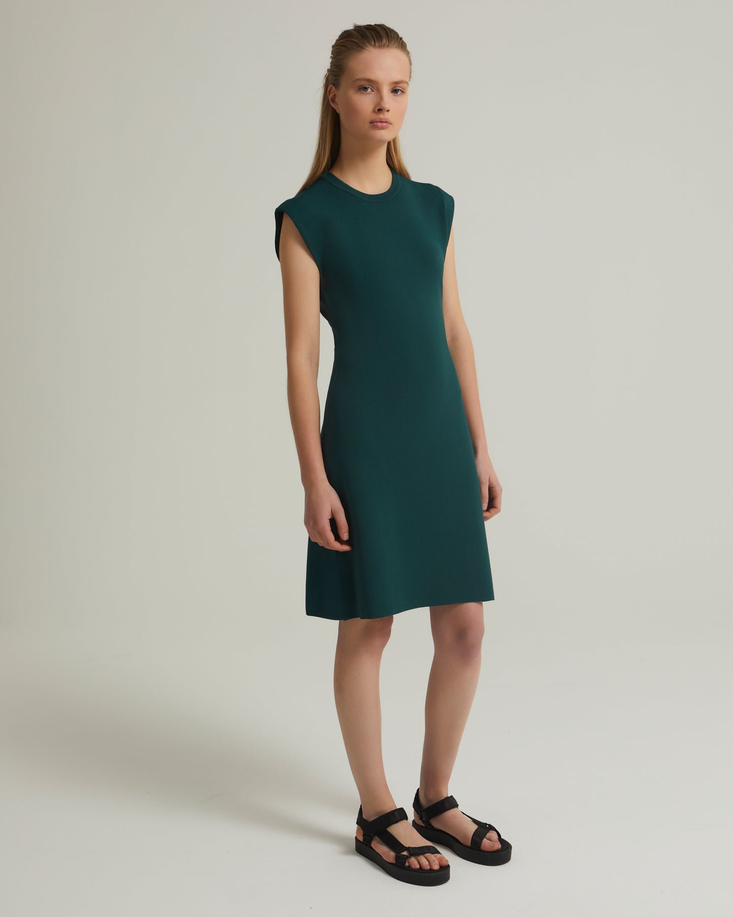 Sleeveless stretch knit mini dress