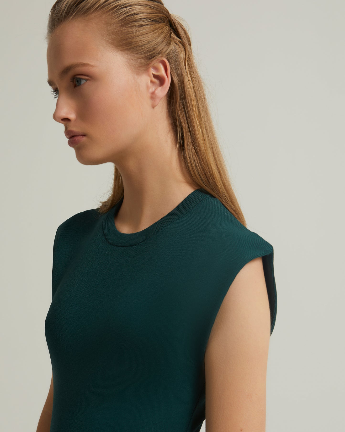 Sleeveless stretch knit mini dress