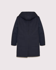 Manteau à capuche en gabardine imperméable et fourrure de vison