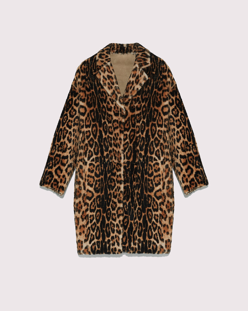 shearling leopard printed coat