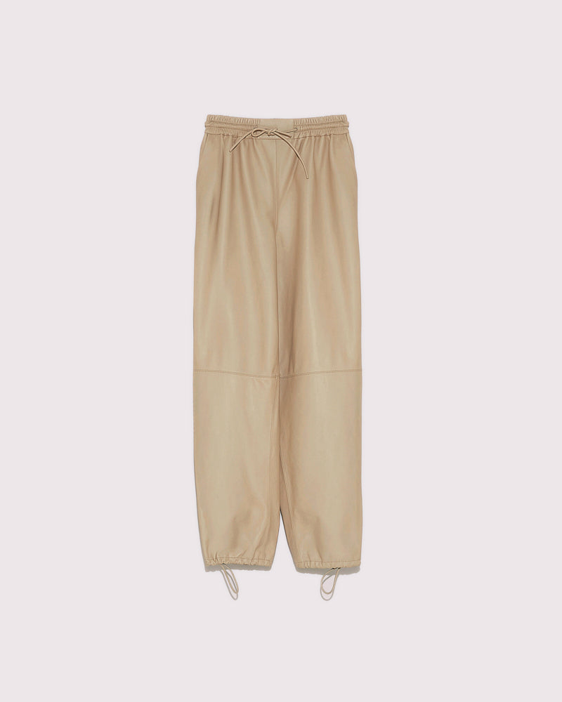 pantalon jogging en cuir beige