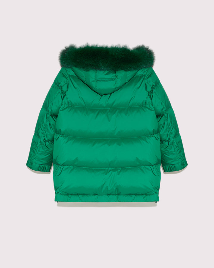 doudoune-a-line-capuche-col-en-fourrure-de-renard-vert-23dfv08776a08wa8113 -Yves Salomon